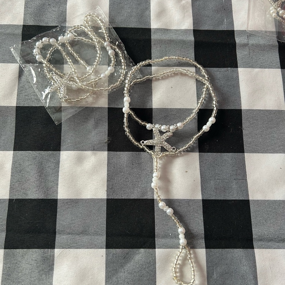 Elegant Beaded Ankle bracelet/ Foot  jewelry featuring a Star Fish